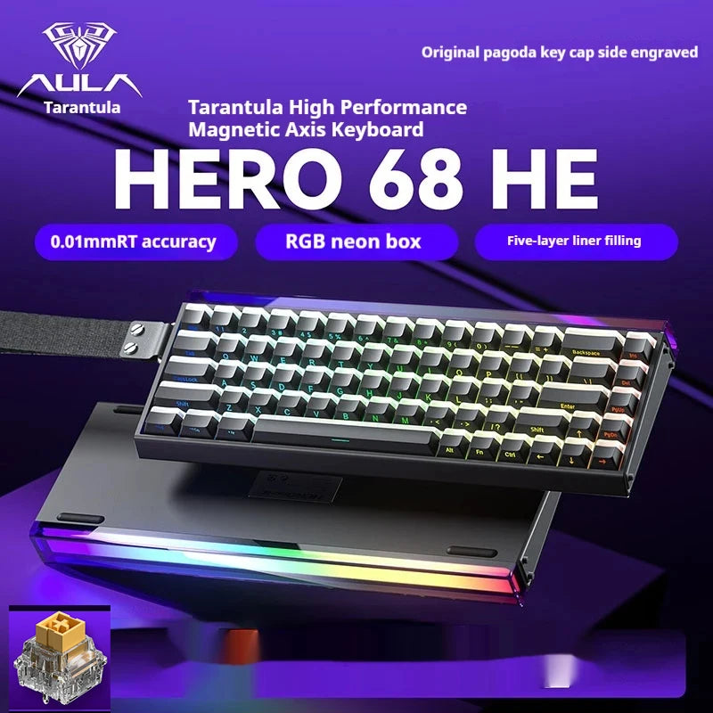 AULA New HERO 68HE/ULTRA INSTOCK Magnetic Switch Gaming Keyboard E-sport Custom Mechanical Wired Keyboard Ergonomics Accessories