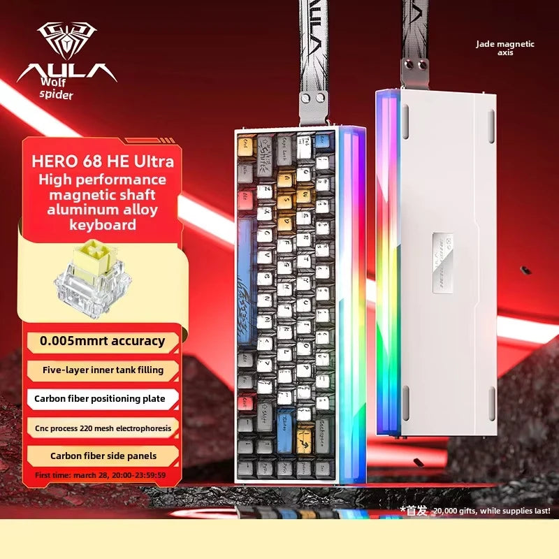 AULA New HERO 68HE/ULTRA INSTOCK Magnetic Switch Gaming Keyboard E-sport Custom Mechanical Wired Keyboard Ergonomics Accessories