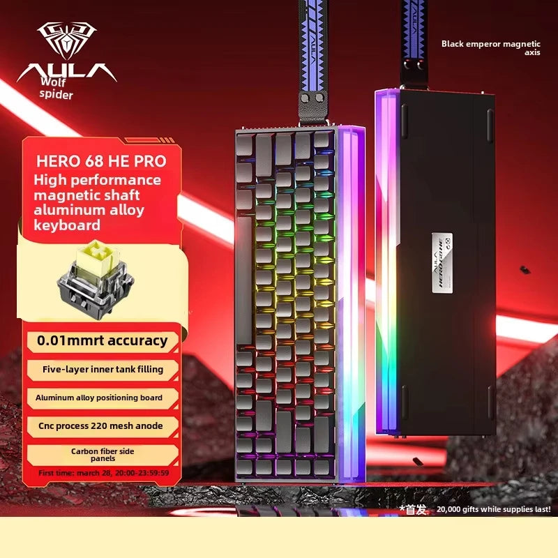 AULA New HERO 68HE/ULTRA INSTOCK Magnetic Switch Gaming Keyboard E-sport Custom Mechanical Wired Keyboard Ergonomics Accessories