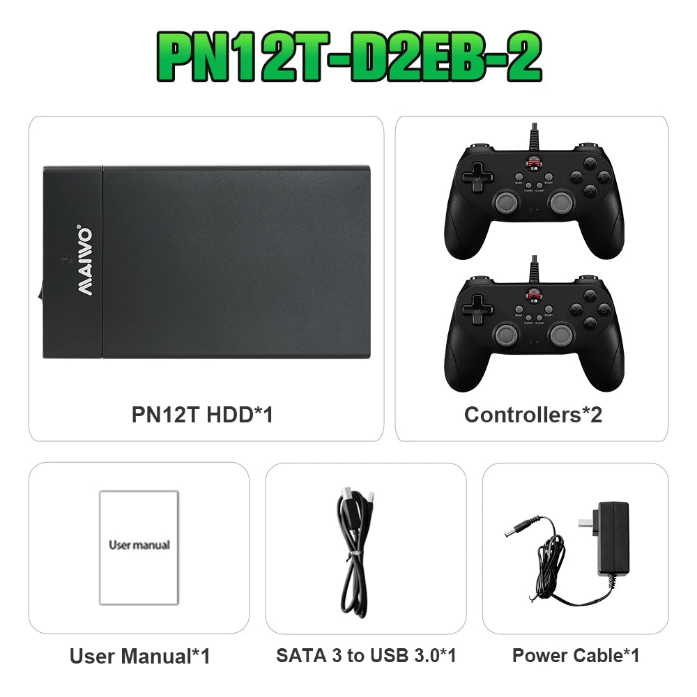Playnite System Portable 12TB Gaming HDD Plug & Play Game Console 390+ AAA PC Games for PS4/PS3/PS2/Switch/WiiU/MAME for Wins PC