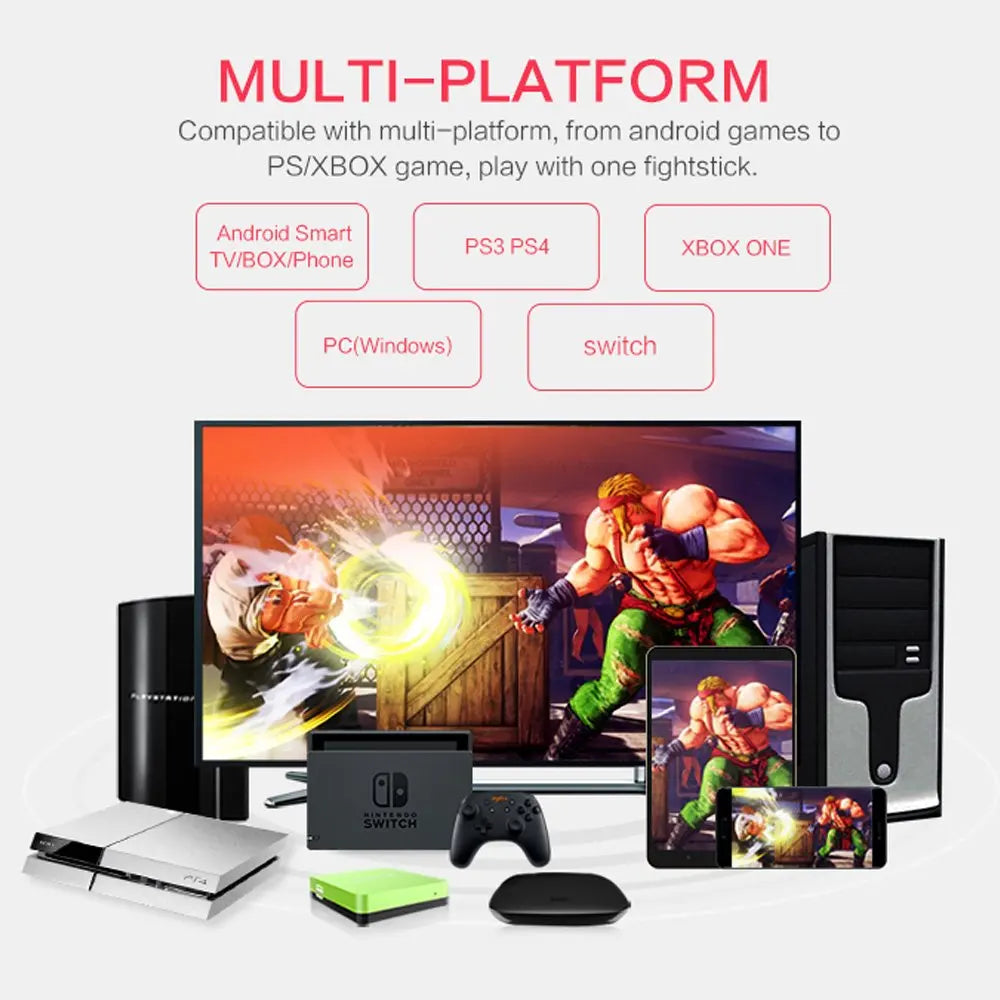PXN 0082 Wired Game Joystick Arcade Console Street Fighter Controller Gaming Joystick for USB PS3/PS4/Switch/PC/Android TV /XBOX