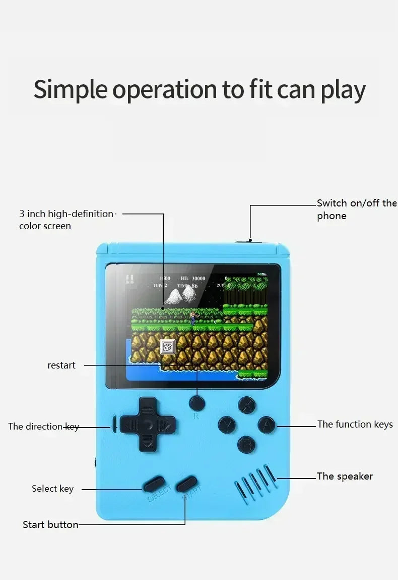 8-Bit Video Game Console 3.0 Inch LCD Retro Portable Mini Game Player Built-in 500 games AV Handheld Game Console For Kids Gift