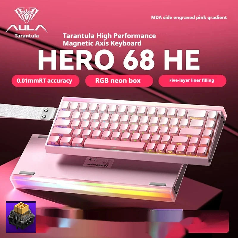 AULA New HERO 68HE/ULTRA INSTOCK Magnetic Switch Gaming Keyboard E-sport Custom Mechanical Wired Keyboard Ergonomics Accessories