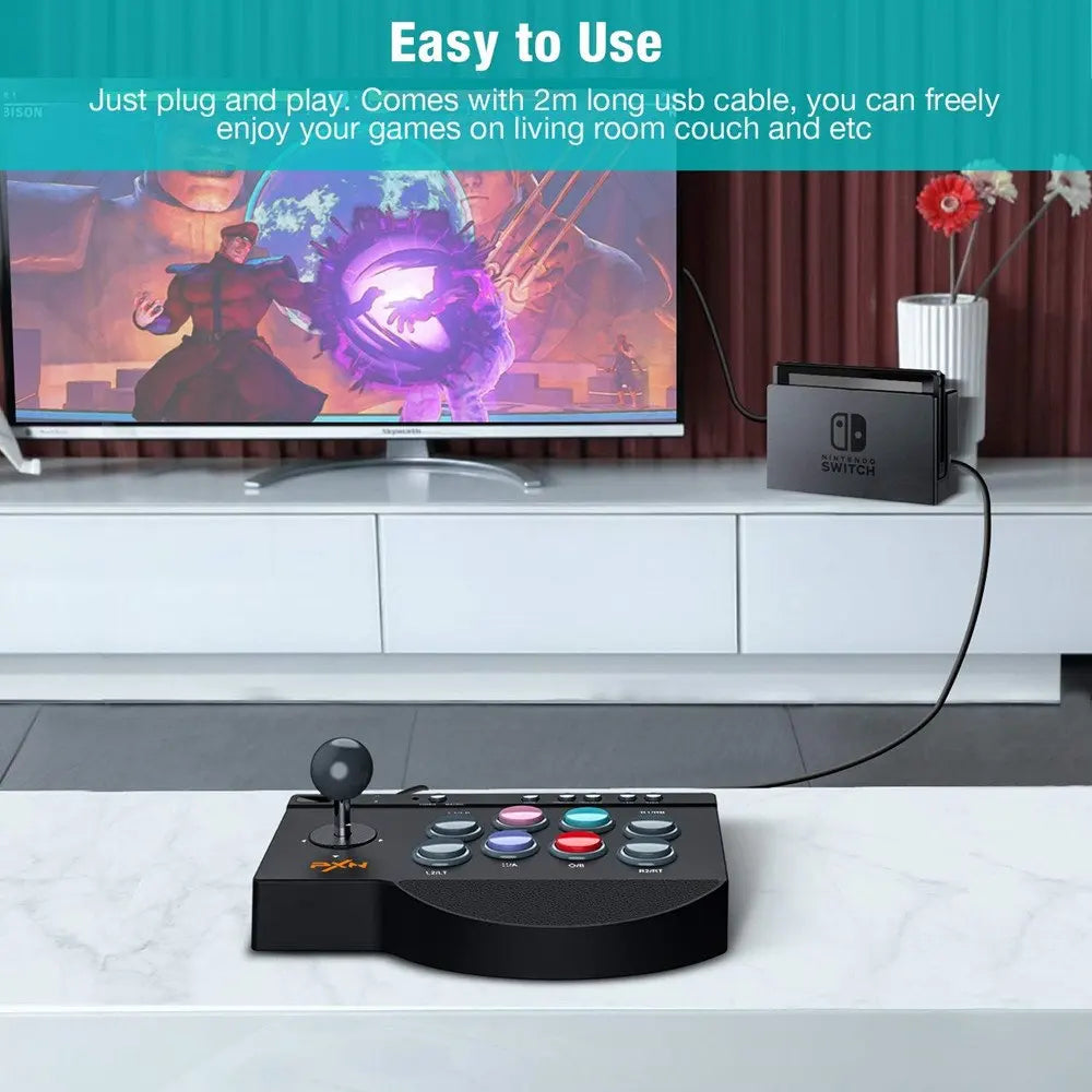 PXN 0082 Wired Game Joystick Arcade Console Street Fighter Controller Gaming Joystick for USB PS3/PS4/Switch/PC/Android TV /XBOX