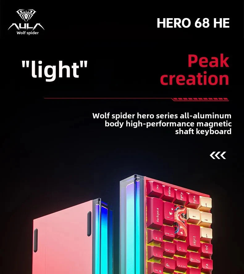 AULA New HERO 68HE/ULTRA INSTOCK Magnetic Switch Gaming Keyboard E-sport Custom Mechanical Wired Keyboard Ergonomics Accessories