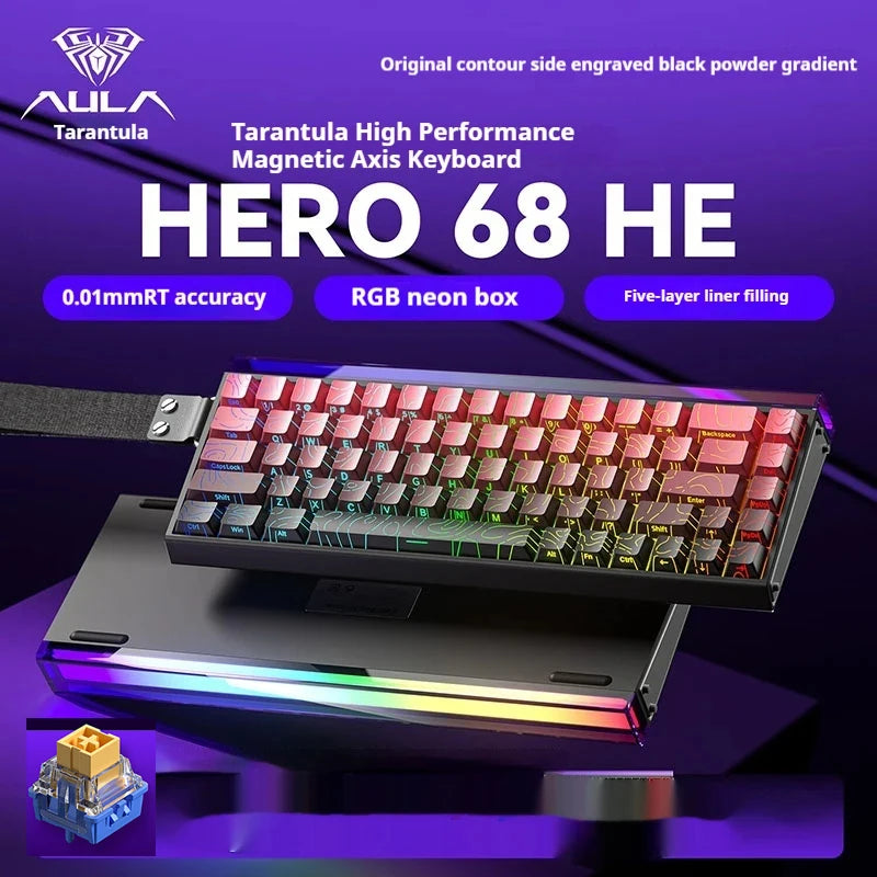 AULA New HERO 68HE/ULTRA INSTOCK Magnetic Switch Gaming Keyboard E-sport Custom Mechanical Wired Keyboard Ergonomics Accessories