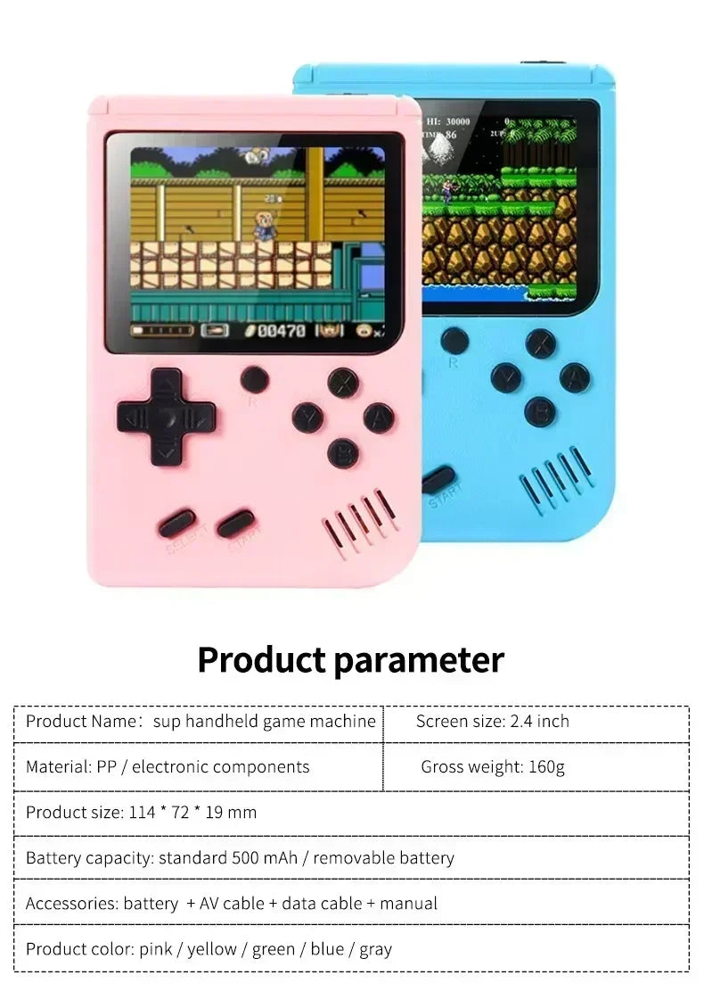 8-Bit Video Game Console 3.0 Inch LCD Retro Portable Mini Game Player Built-in 500 games AV Handheld Game Console For Kids Gift