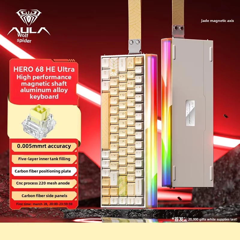 AULA New HERO 68HE/ULTRA INSTOCK Magnetic Switch Gaming Keyboard E-sport Custom Mechanical Wired Keyboard Ergonomics Accessories