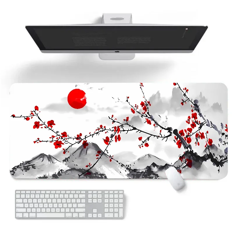 Mouse Pad Gaming Accessories Cherry Blossoms Mousepad Gamer Cabinet Desk Mat Pc Setup Accessories Keyboard Extended Offices XXL