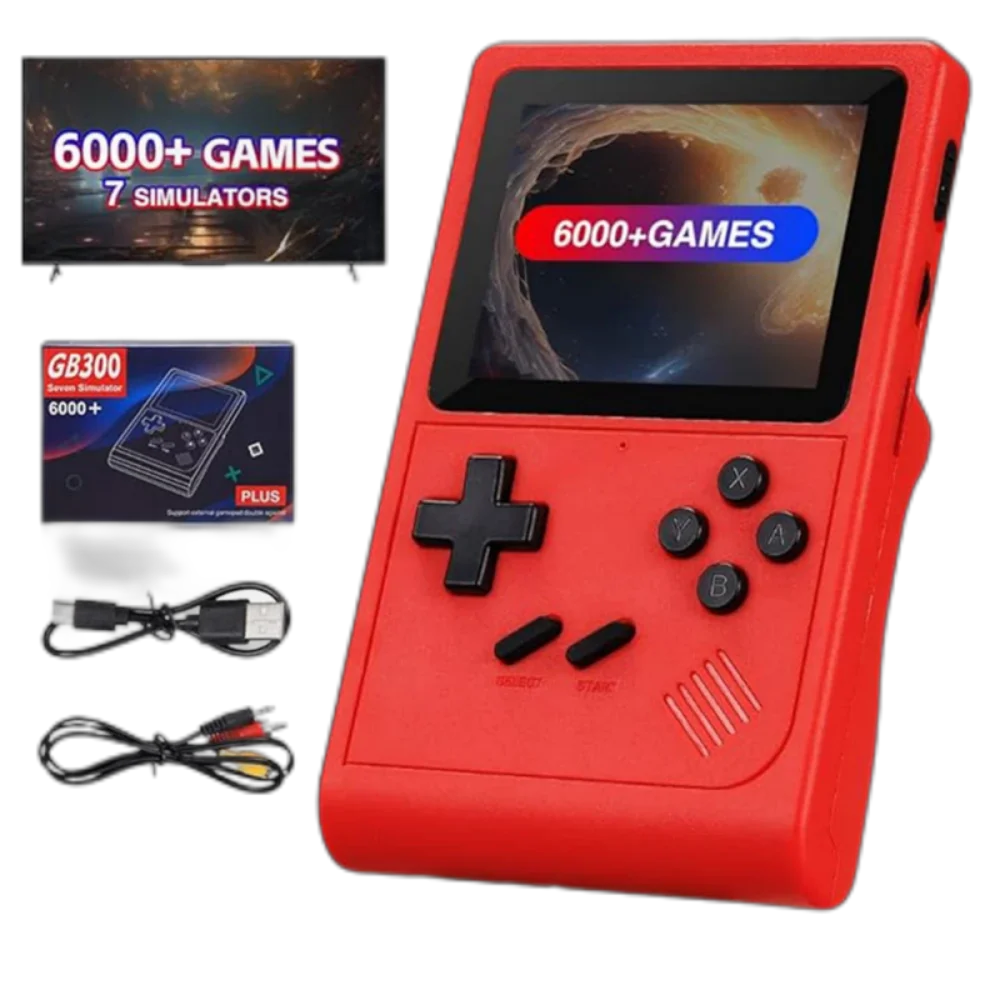GB300 Portable Handheld Game Player 3.0 inch Screen TV Video Game Console AV Output Retro Game Console Built-in 8G 6000+ Games