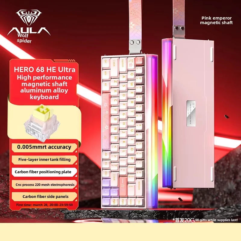 AULA New HERO 68HE/ULTRA INSTOCK Magnetic Switch Gaming Keyboard E-sport Custom Mechanical Wired Keyboard Ergonomics Accessories