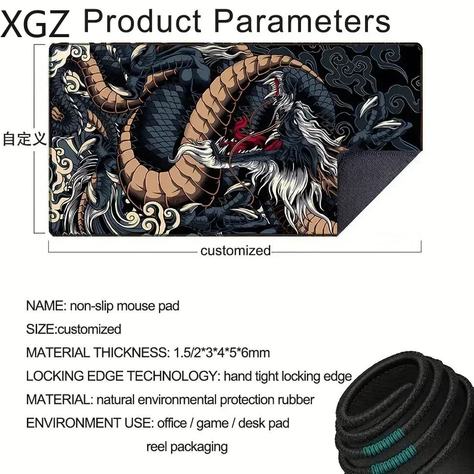 large Japanese dragon gaming mouse pad XXL keyboard  machine deskmat on the table speed mats animation carpet rubber rug 40*90cm