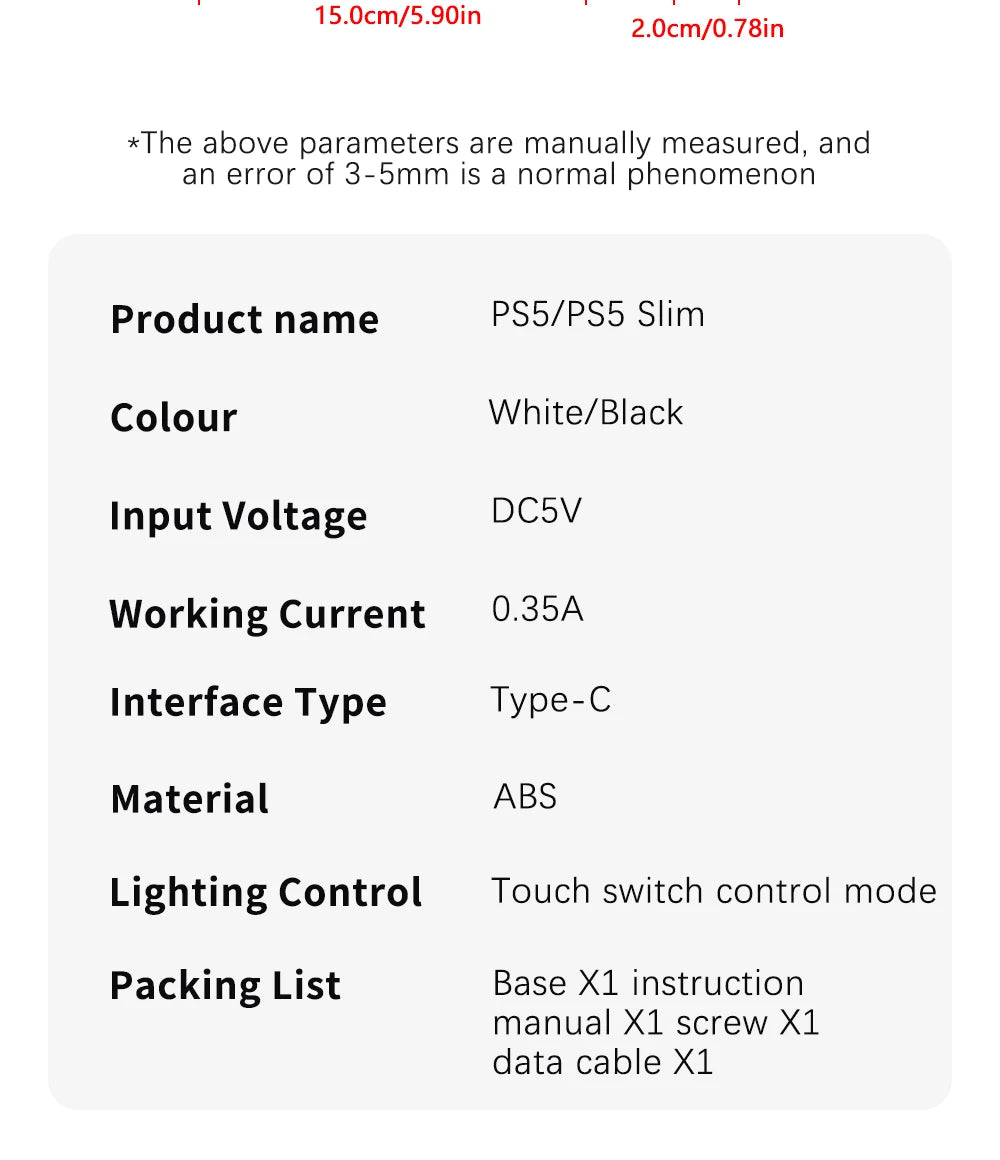 RGB Vertical Stand for PS5,PS5 slim,PS5 pro Console with Anti Slip Pad Disc Digital Versions with 7 LED Lights