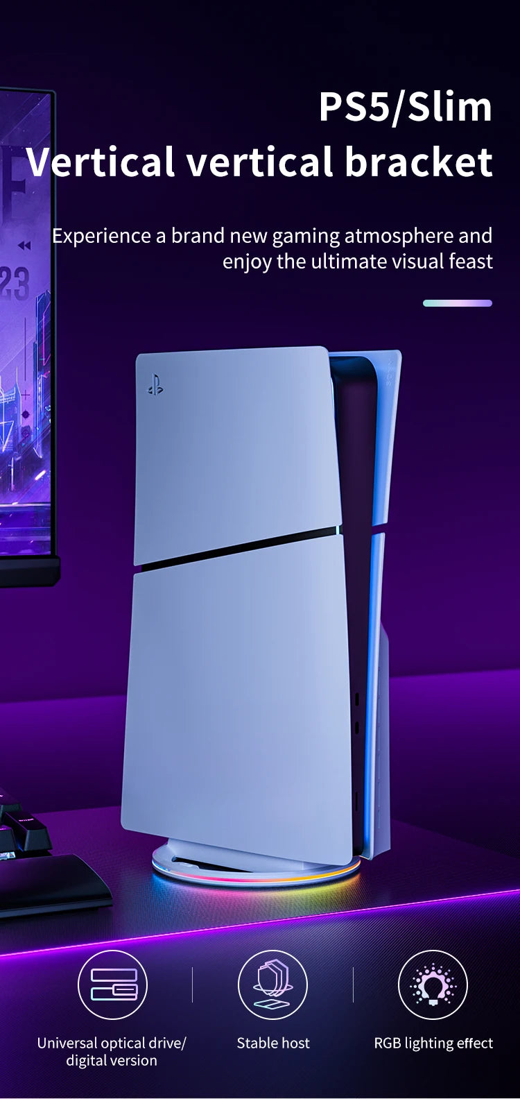For PS5/PS5 PRO Ultra-thin Console Replacement Parts for Console Bracket Anti-slip Vertical Base Gaming Accessories