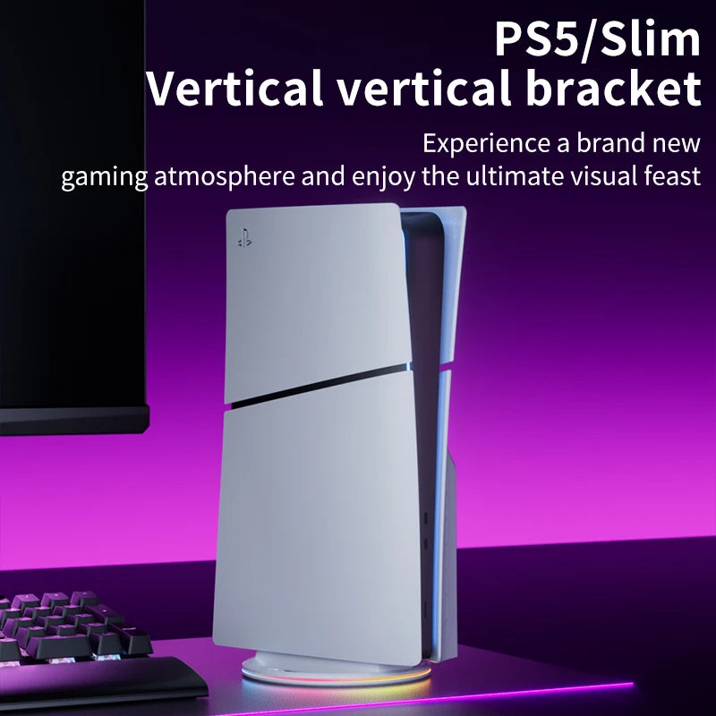 Aolion RGB Vertical Stand For PS5 Slim Game Console Anti-Slip Stable LED Cooling Base Stand For PS5 Pro Host Gaming Accessories