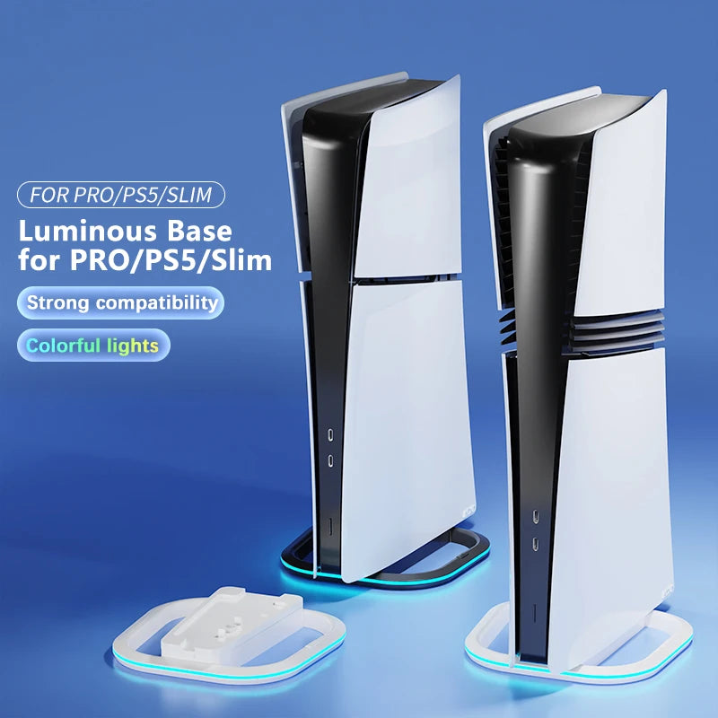 RGB Vertical Stand for PS5,PS5 slim,PS5 pro Console with Anti Slip Pad Disc Digital Versions with 7 LED Lights