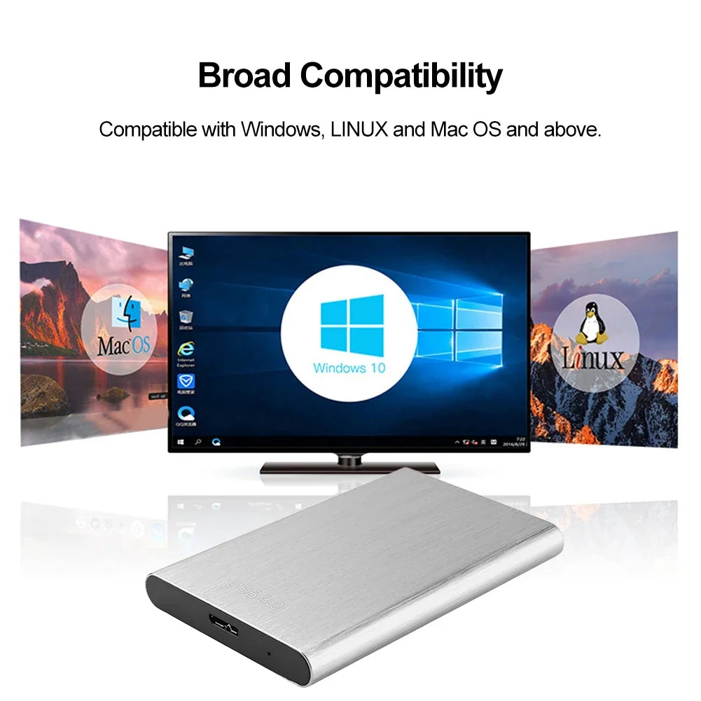 2.5 Inch External Hard Drive USB 3.0 External Hard Disk 1TB Metal Plug and Play for PC Laptop Desktop